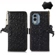 For Nokia X30 5G Ostrich Pattern Genuine Leather RFID Phone Case(Black) - Nokia Cases by PMC TechLife | Online Shopping South Africa | PMC TechLife | Buy Now Pay Later Mobicred