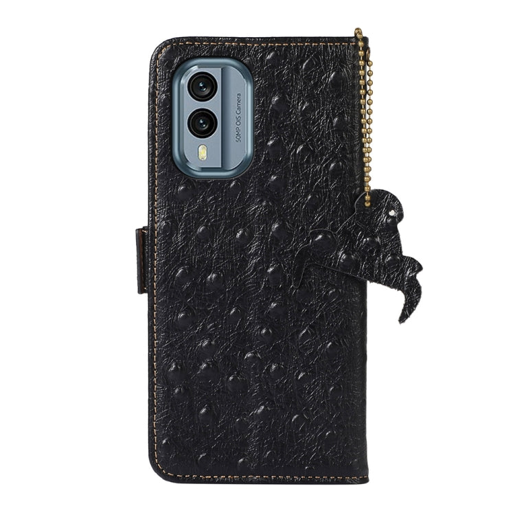 For Nokia X30 5G Ostrich Pattern Genuine Leather RFID Phone Case(Black)