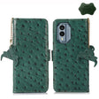 For Nokia X30 5G Ostrich Pattern Genuine Leather RFID Phone Case(Green) - Nokia Cases by PMC TechLife | Online Shopping South Africa | PMC TechLife | Buy Now Pay Later Mobicred
