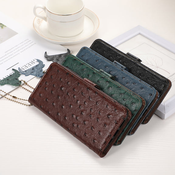 For Nokia X30 5G Ostrich Pattern Genuine Leather RFID Phone Case(Black)