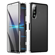 For Sony Xperia 5 IV HD Magnetic Metal Tempered Glass Phone Case(Silver)