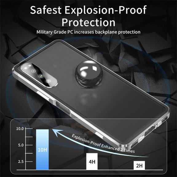 For Sony Xperia 5 IV HD Magnetic Metal Tempered Glass Phone Case(Silver)
