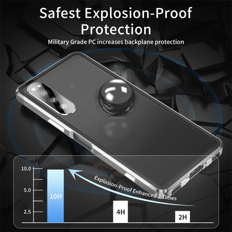 For Sony Xperia 5 IV HD Magnetic Metal Tempered Glass Phone Case(Silver)
