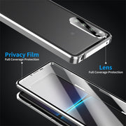 For Sony Xperia 5 IV HD Magnetic Metal Tempered Glass Phone Case(Silver)