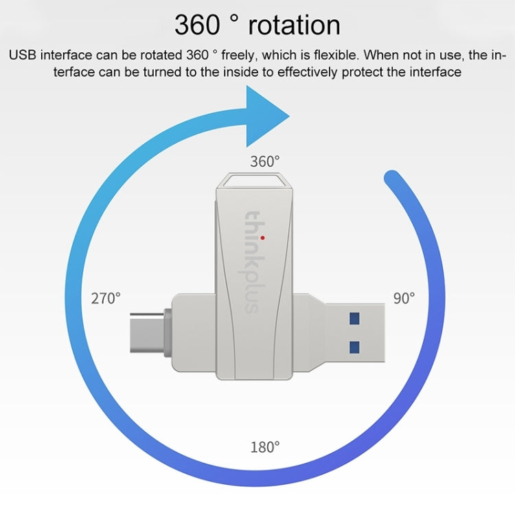 Lenovo Thinkplus MU252 USB 3.1 + USB-C / Type-C Flash Drive, Memory:64GB (Silver)