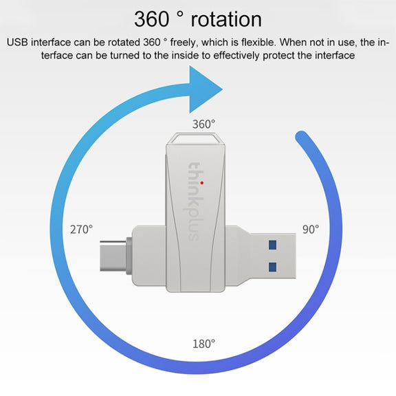 Lenovo Thinkplus MU252 USB 3.1 + USB-C / Type-C Flash Drive, Memory:64GB (Silver)