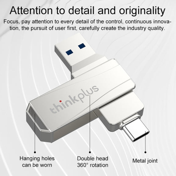Lenovo Thinkplus MU252 USB 3.1 + USB-C / Type-C Flash Drive, Memory:64GB (Silver)