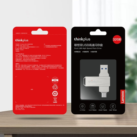 Lenovo Thinkplus MU252 USB 3.1 + USB-C / Type-C Flash Drive, Memory:64GB (Silver)