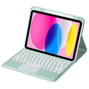 For iPad 10th Gen 10.9 2022 SA-10C Bluetooth Touch Keyboard Leather Tablet Case with Pen Slot(Light Green)