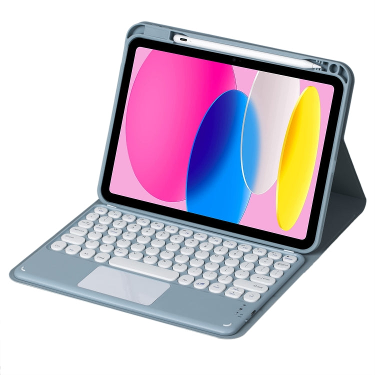 For iPad 10th Gen 10.9 2022 SA-10C Bluetooth Touch Keyboard Leather Tablet Case with Pen Slot(Blue)