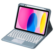 For iPad 10th Gen 10.9 2022 SA-10C Bluetooth Touch Keyboard Leather Tablet Case with Pen Slot(Blue)