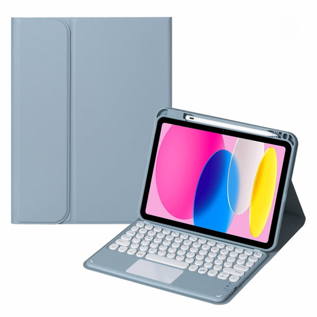 For iPad 10th Gen 10.9 2022 SA-10C Bluetooth Touch Keyboard Leather Tablet Case with Pen Slot(Blue)