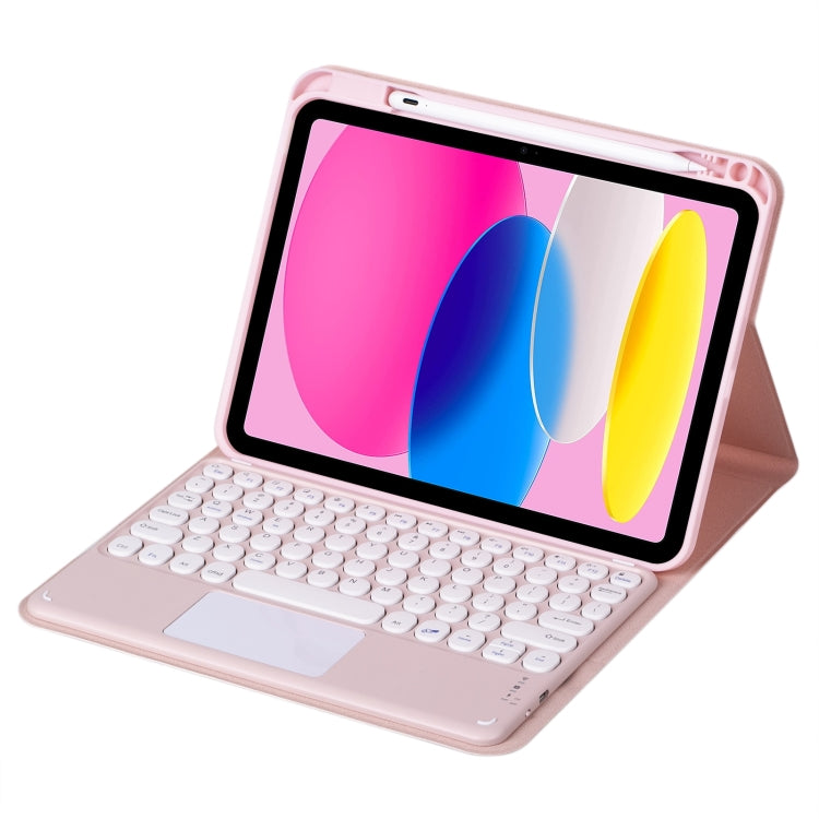 For iPad 10th Gen 10.9 2022 SA-10C Bluetooth Touch Keyboard Leather Tablet Case with Pen Slot(Pink)