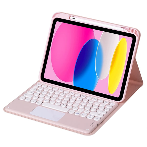 For iPad 10th Gen 10.9 2022 SA-10C Bluetooth Touch Keyboard Leather Tablet Case with Pen Slot(Pink)