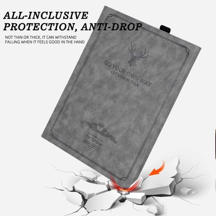 For MicroSoft Surface Pro 9 Deer Head Pattern Leather Tablet Case(Black)