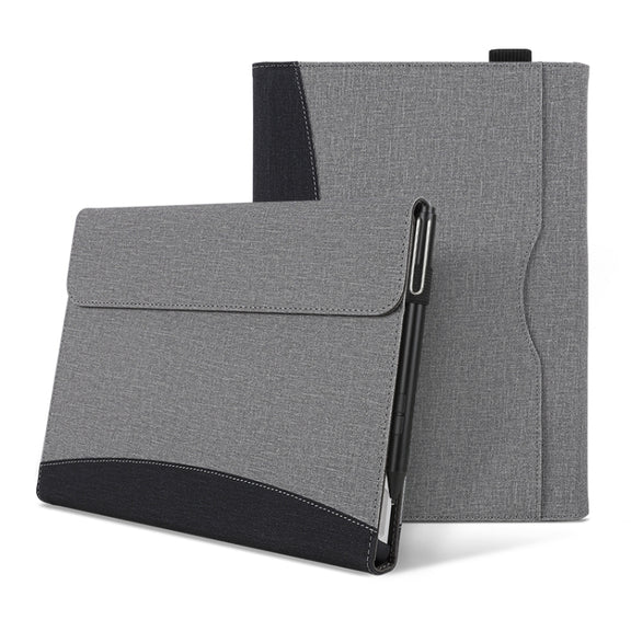 For Microsoft Surface Pro 7 / 6 / 5 / 4 Cloth Texture Stitching Leather Tablet Case(Black Grey)