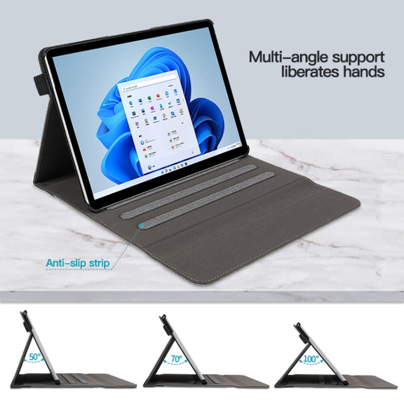 For Microsoft Surface Pro 7 / 6 / 5 / 4 Cloth Texture Stitching Leather Tablet Case(Black)