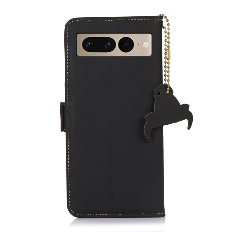 For Google Pixel 7 Pro Genuine Leather Magnetic RFID Leather Phone Case(Black)
