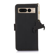 For Google Pixel 7 Pro Genuine Leather Magnetic RFID Leather Phone Case(Black)