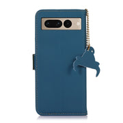 For Google Pixel 7 Pro Genuine Leather Magnetic RFID Leather Phone Case(Blue)