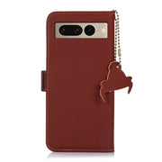 For Google Pixel 7 Pro Genuine Leather Magnetic RFID Leather Phone Case(Coffee)