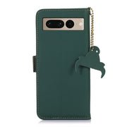 For Google Pixel 7 Pro Genuine Leather Magnetic RFID Leather Phone Case(Green)