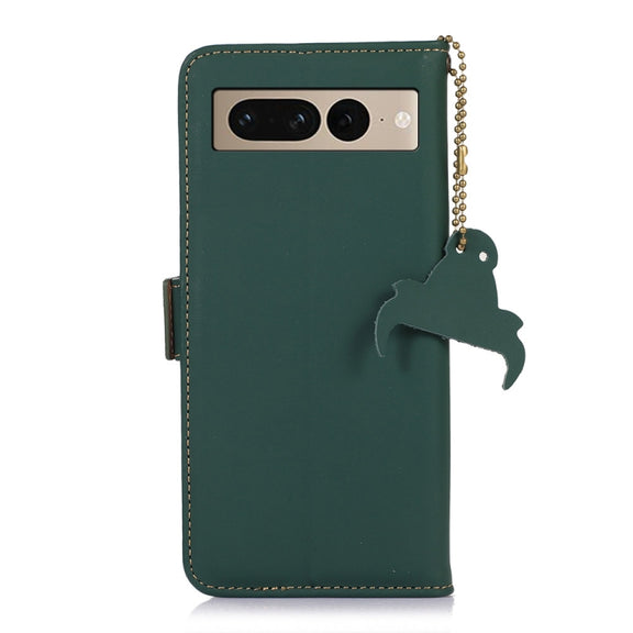 For Google Pixel 7 Pro Genuine Leather Magnetic RFID Leather Phone Case(Green)