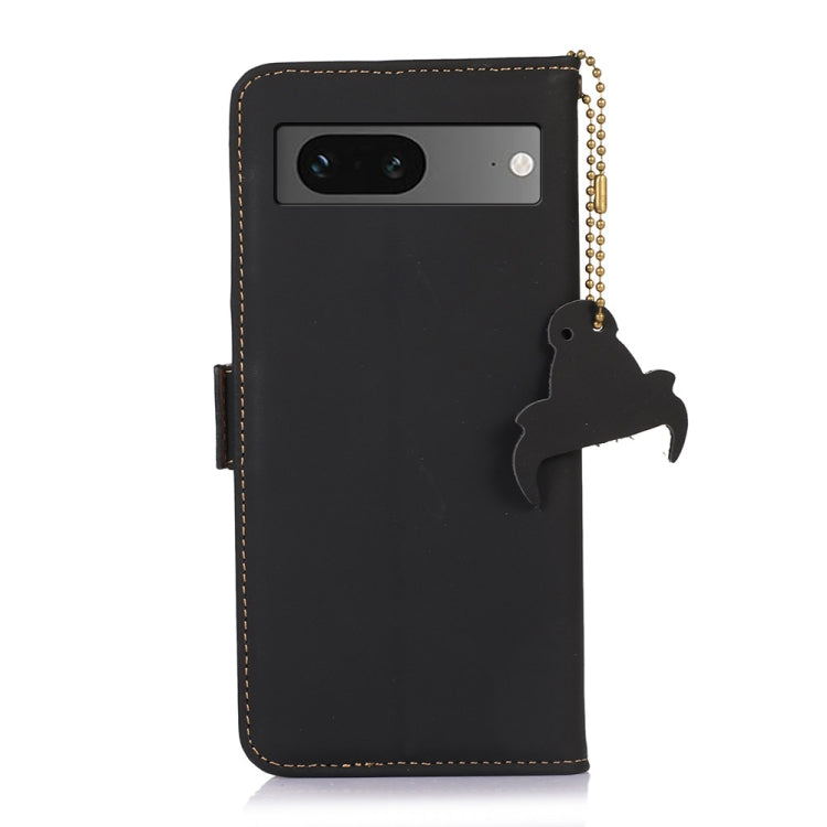 For Google Pixel 7 Genuine Leather Magnetic RFID Leather Phone Case(Black)