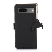 For Google Pixel 7 Genuine Leather Magnetic RFID Leather Phone Case(Black)