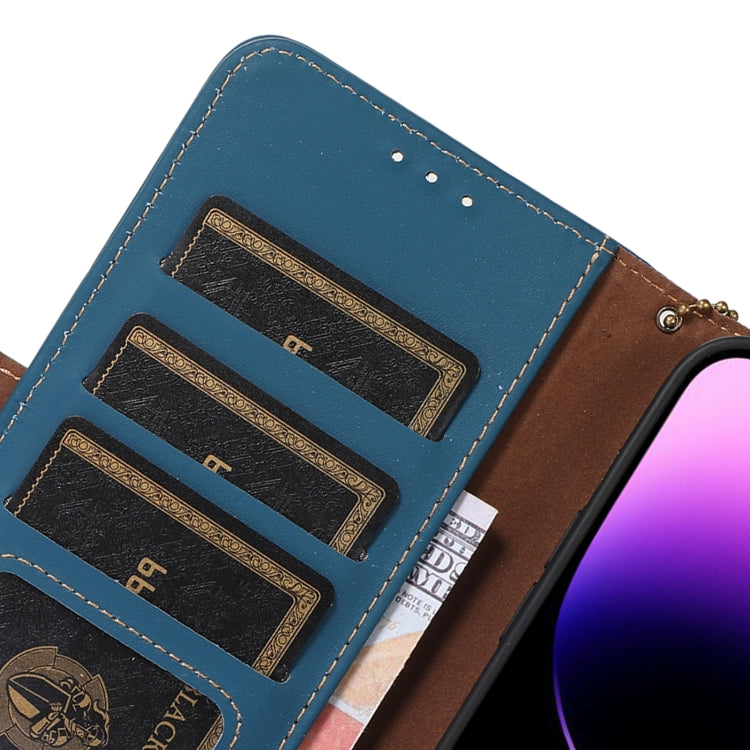 For Google Pixel 7 Genuine Leather Magnetic RFID Leather Phone Case(Blue)