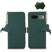 For Google Pixel 7 Genuine Leather Magnetic RFID Leather Phone Case(Green)