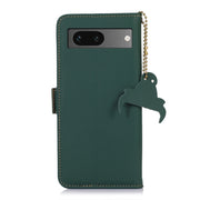 For Google Pixel 7 Genuine Leather Magnetic RFID Leather Phone Case(Green)