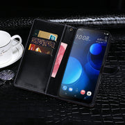 For HTC Desire 19 Plus idewei Crocodile Texture Horizontal Flip Leather Case with Holder & Card Slots & Wallet(Black)