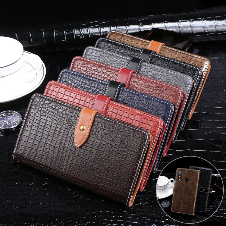 For HTC Desire 19 Plus idewei Crocodile Texture Horizontal Flip Leather Case with Holder & Card Slots & Wallet(Black)