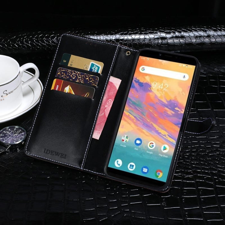 For UMIDIGI A3S idewei Crocodile Texture Horizontal Flip Leather Case with Holder & Card Slots & Wallet(Black)