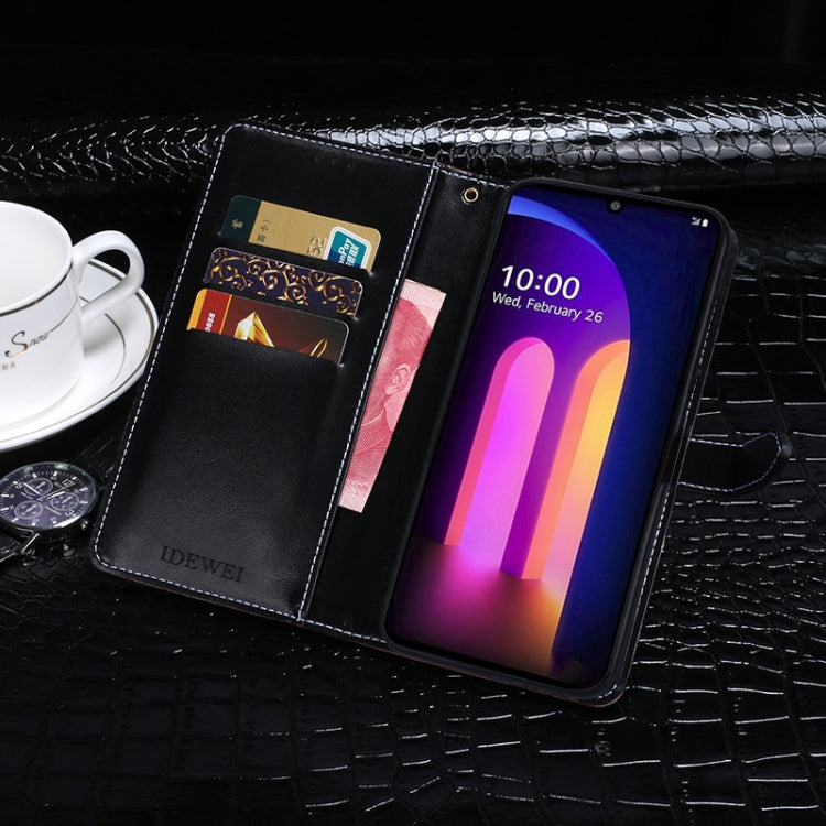 For LG V60 ThinQ idewei Crocodile Texture Horizontal Flip Leather Case with Holder & Card Slots & Wallet(Black)
