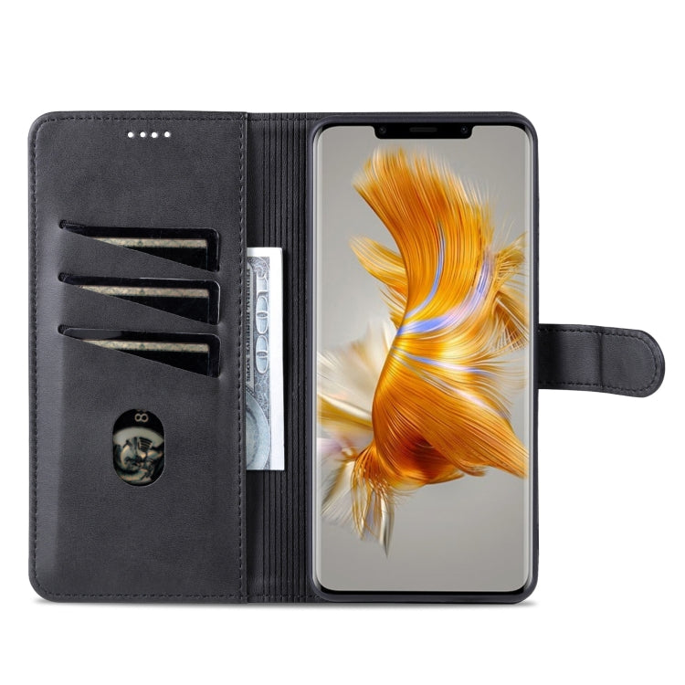 For Huawei Mate 50 Pro AZNS Skin Feel Calf Texture Flip Leather Phone Case(Black)