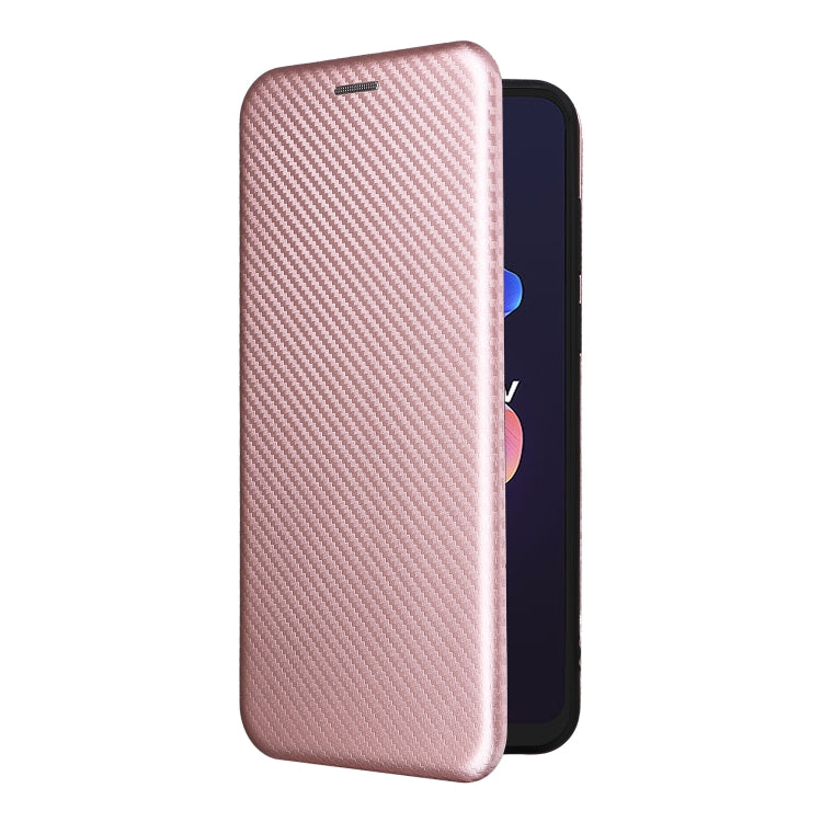 For Blackview A55 Pro Carbon Fiber Texture Horizontal Flip PU Phone Case(Pink)