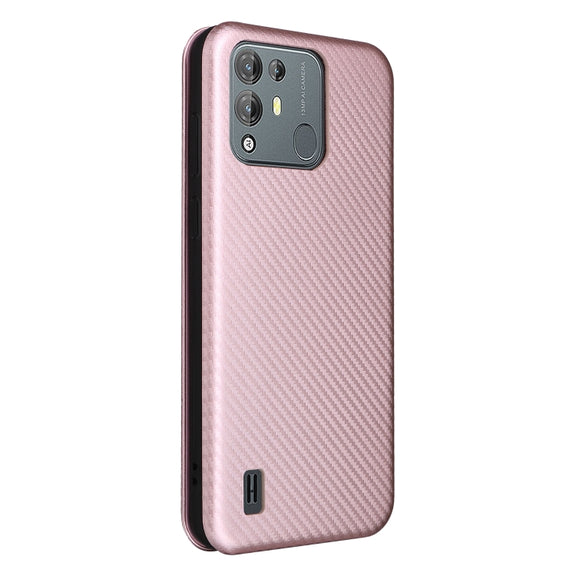 For Blackview A55 Pro Carbon Fiber Texture Horizontal Flip PU Phone Case(Pink)