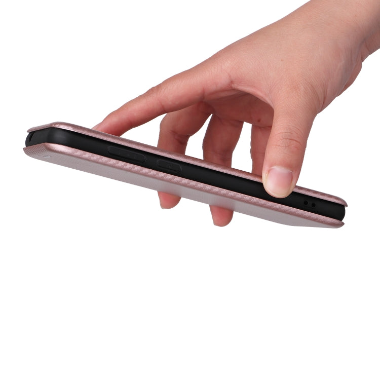 For Blackview A55 Pro Carbon Fiber Texture Horizontal Flip PU Phone Case(Pink)