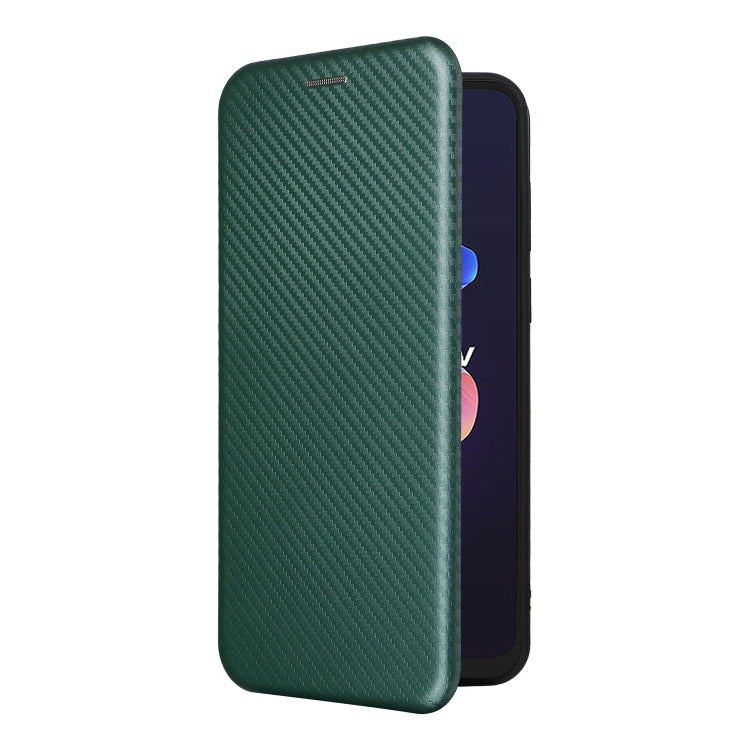 For Blackview A55 Pro Carbon Fiber Texture Horizontal Flip PU Phone Case(Green)