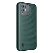 For Blackview A55 Pro Carbon Fiber Texture Horizontal Flip PU Phone Case(Green)