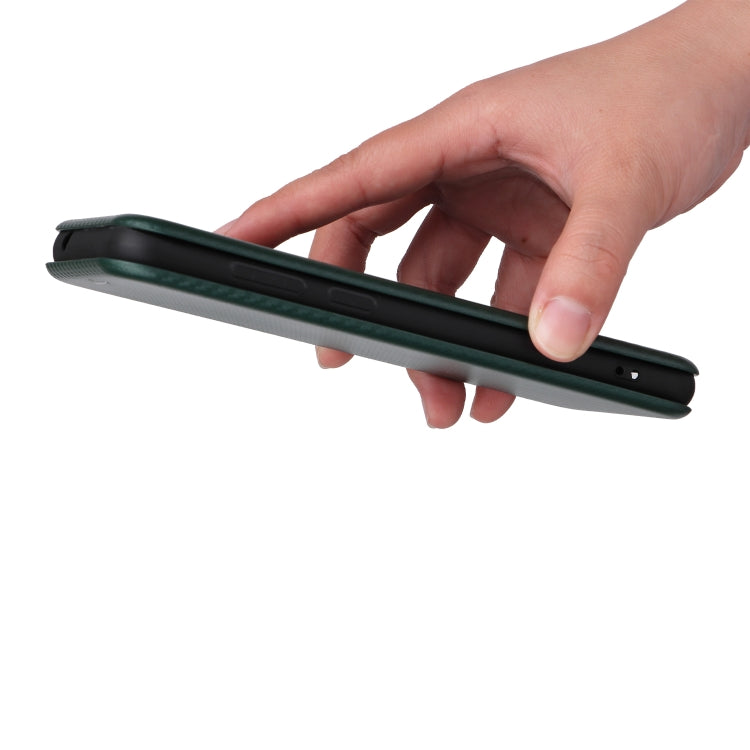 For Blackview A55 Pro Carbon Fiber Texture Horizontal Flip PU Phone Case(Green)