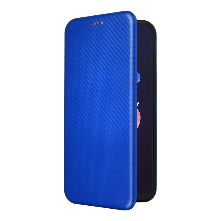 For Blackview A55 Pro Carbon Fiber Texture Horizontal Flip PU Phone Case(Blue)