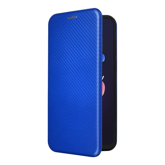 For Blackview A55 Pro Carbon Fiber Texture Horizontal Flip PU Phone Case(Blue)