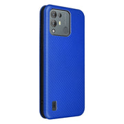 For Blackview A55 Pro Carbon Fiber Texture Horizontal Flip PU Phone Case(Blue)