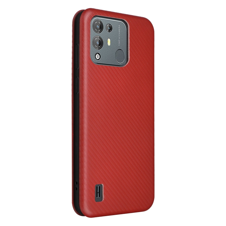 For Blackview A55 Pro Carbon Fiber Texture Horizontal Flip PU Phone Case(Brown)