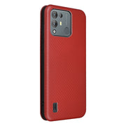 For Blackview A55 Pro Carbon Fiber Texture Horizontal Flip PU Phone Case(Brown)