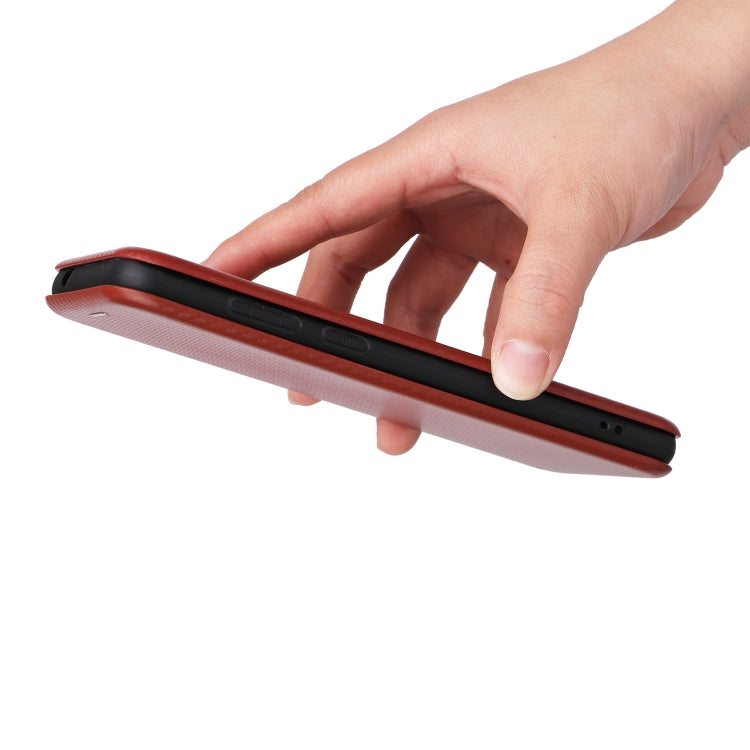 For Blackview A55 Pro Carbon Fiber Texture Horizontal Flip PU Phone Case(Brown)