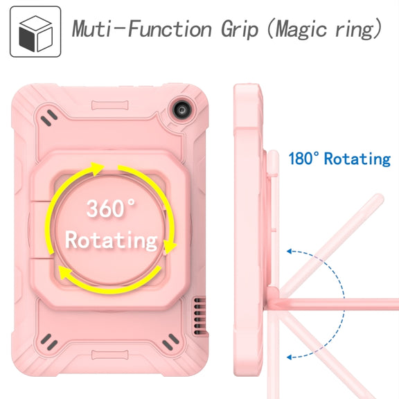 For Amazon Kindle Fire 7 2022 Silicone + PC Bracelet Holder Tablet Case(Rose Gold)